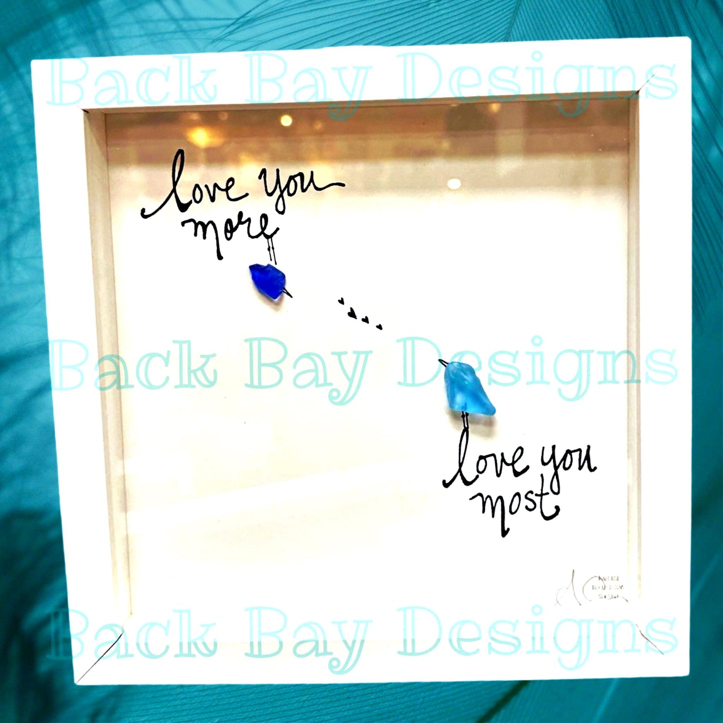 Love You Most - Birdsong Sea Glass Art, Son Daughter Gift, Celebrate Love Decor, 8x8 framed