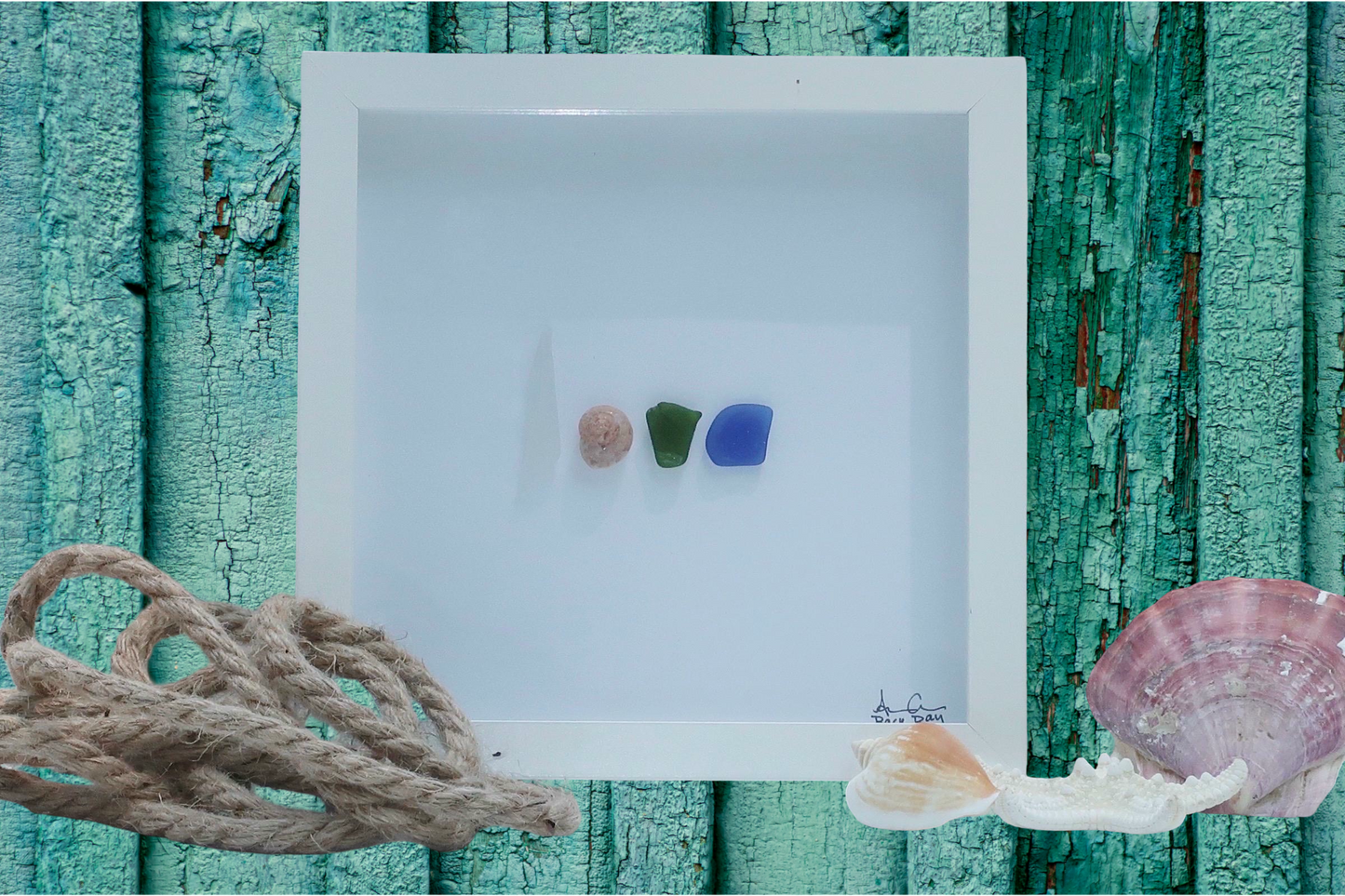 Love Sand Dollar Sea Glass Art, Coastal Decor, Wedding Gift, Original Design by BBD