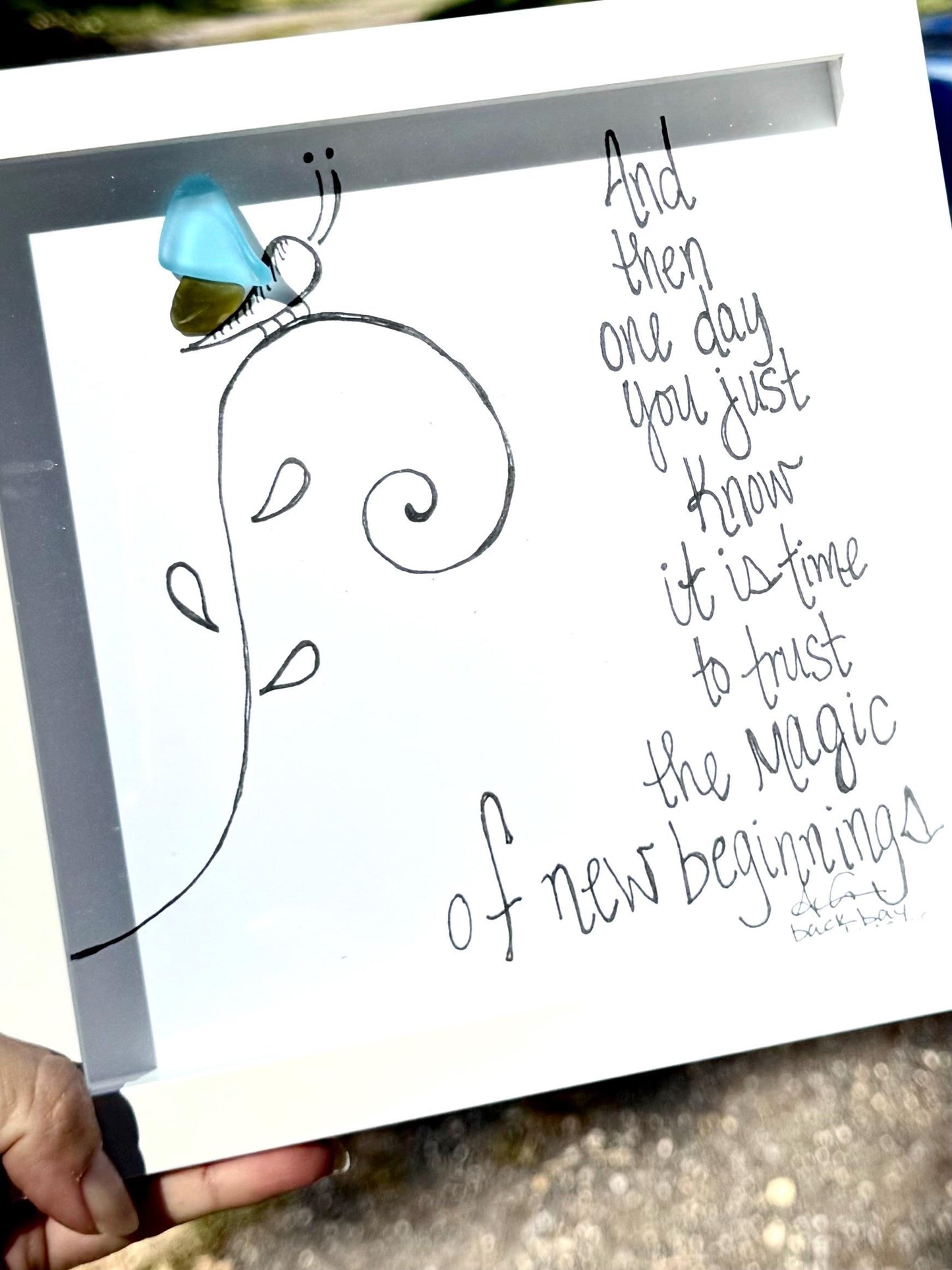 New Beginnings - Sea Glass Art, Butterfly Meditation, New Job Gift, House Warming