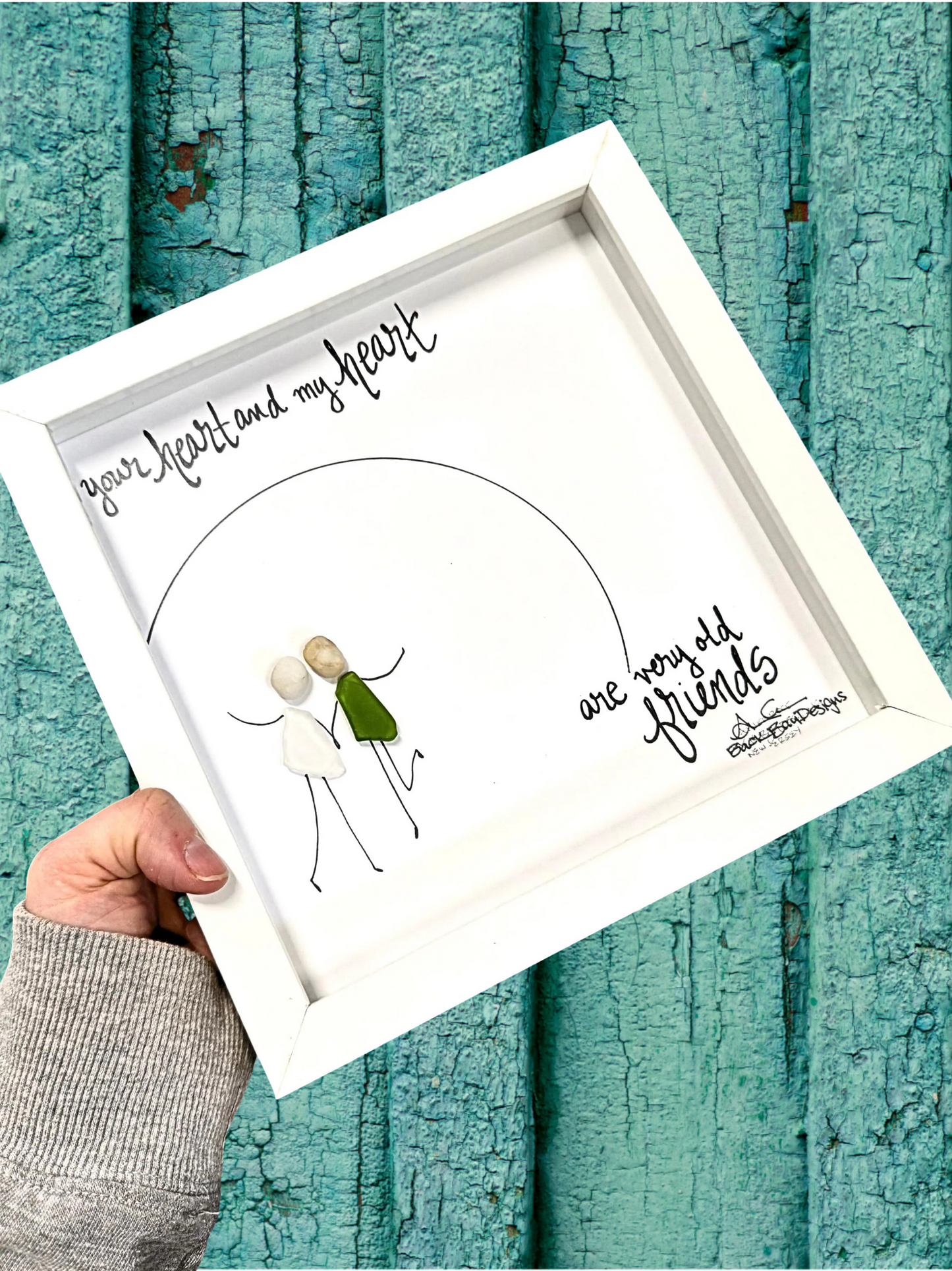 Old Friends Heart - Sea Glass Art, Friendship Gift, Her Birthday, Thinking of You