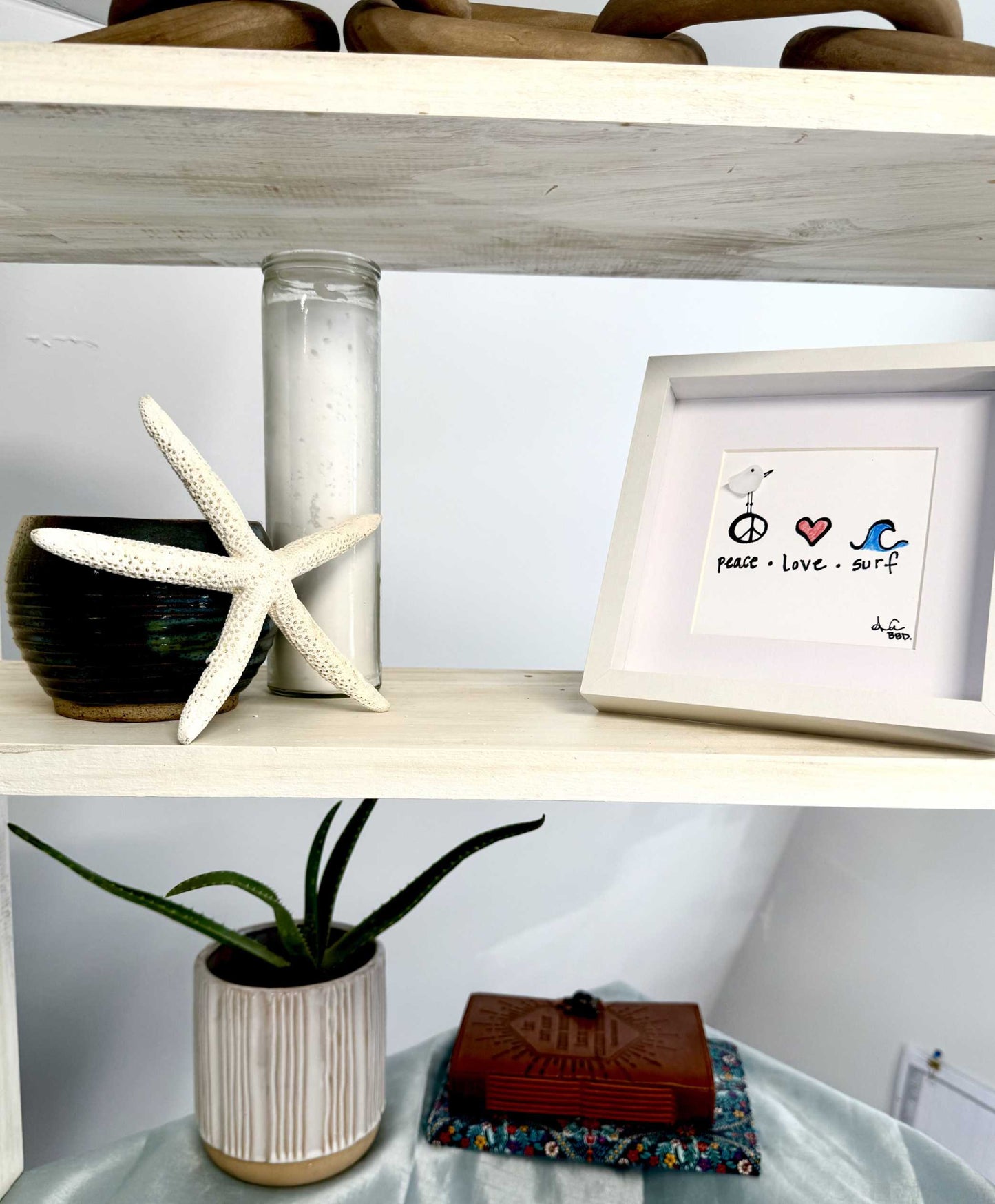 peace love surf MINI on shelf