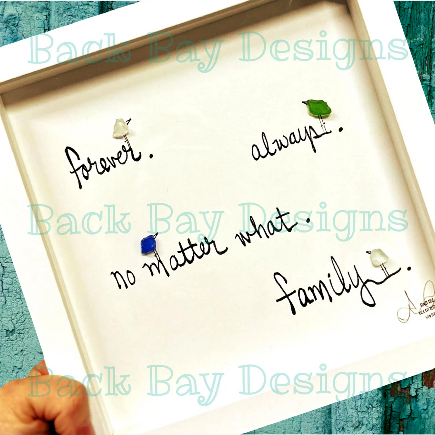 Forever Family - Family Room Baby Shower House Warming Sea Glass Art by BBD