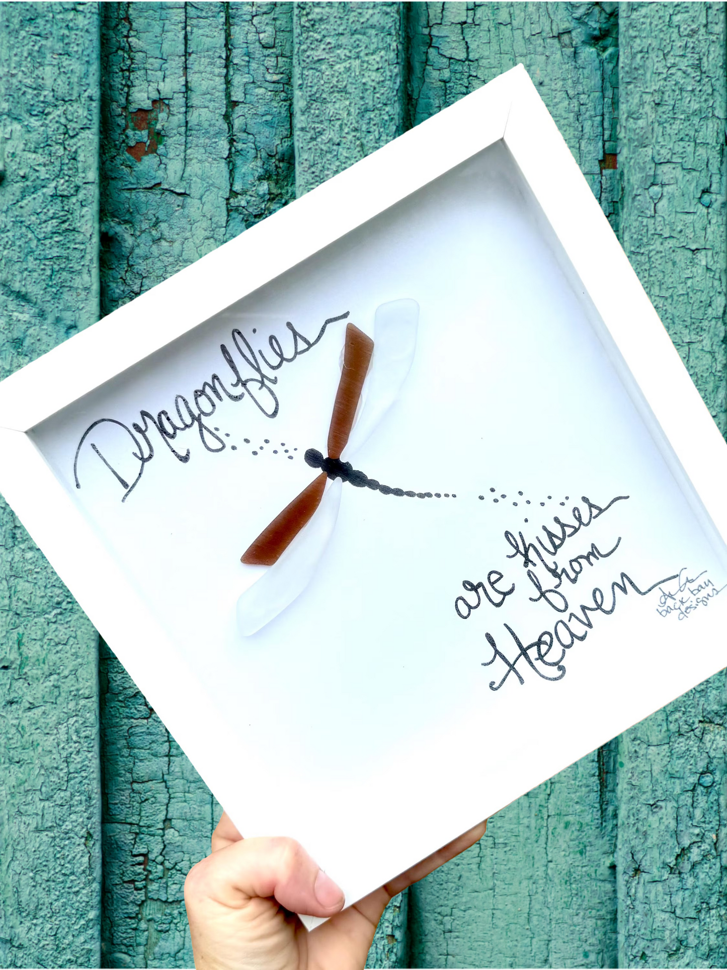 Dragonfly Heaven - Memorial Remembrance Sea Glass Art - Original by BBD