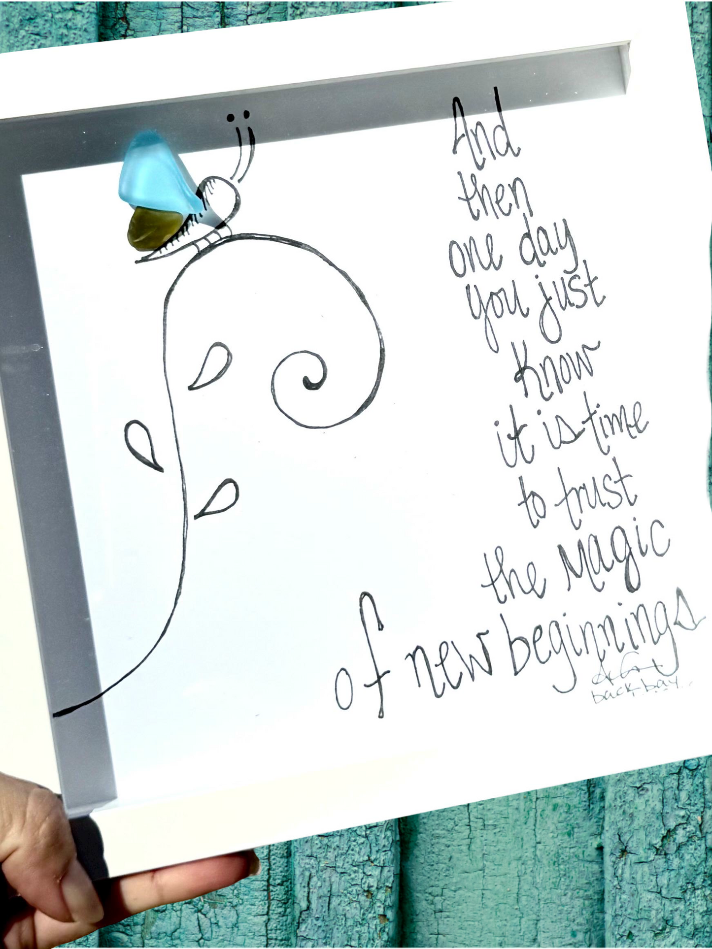 New Beginnings - Sea Glass Art, Butterfly Meditation, New Job Gift, House Warming