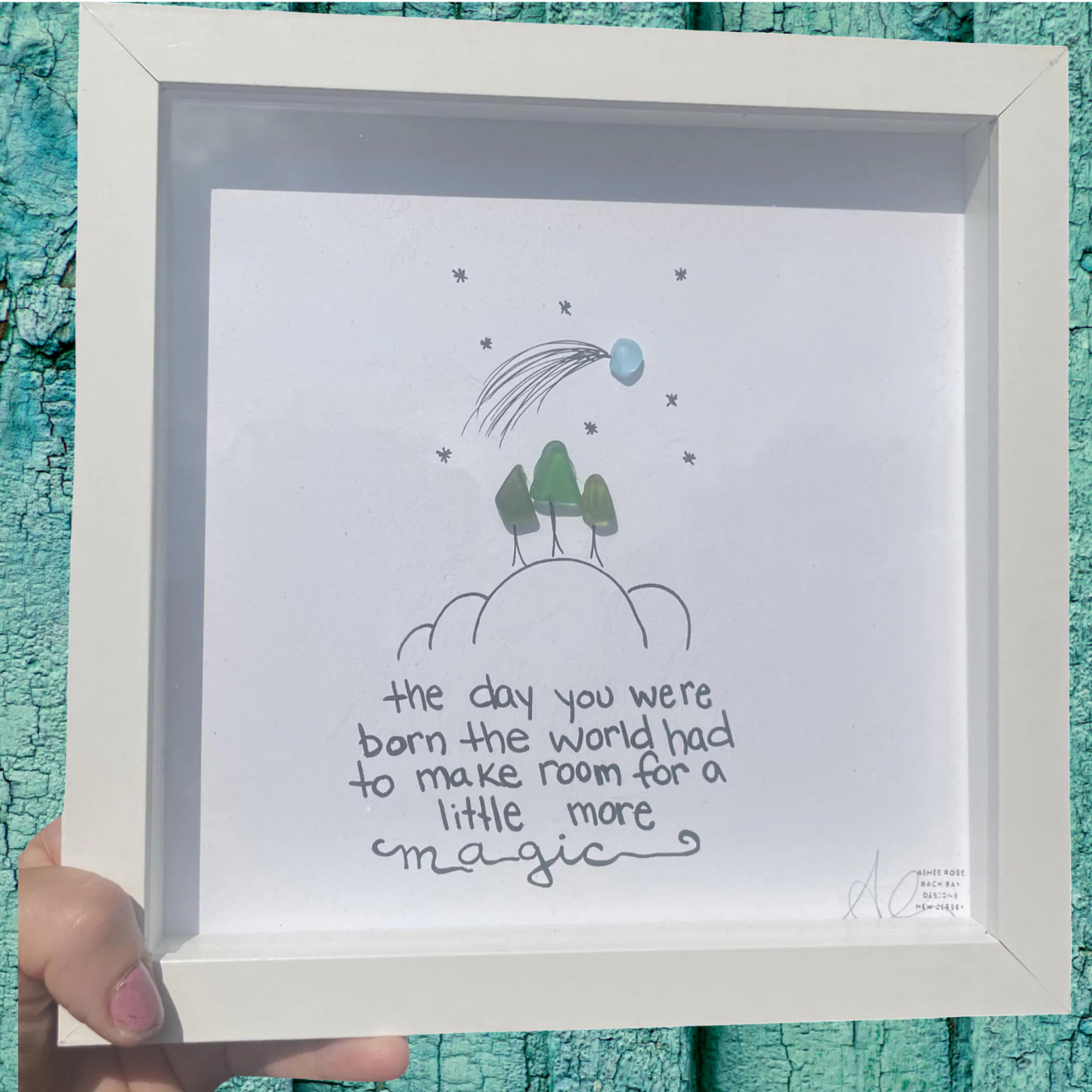 Born Magic - Sea Glass Art, Daughter Son, Grandchild Birthday, Celestial Baby Shower Gift