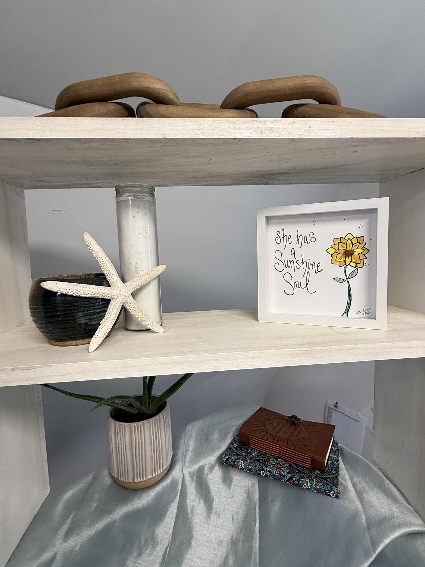 Sunshine Soul MINI (with color) - Sea Glass Art, Gift for Her, 6x6 Framed