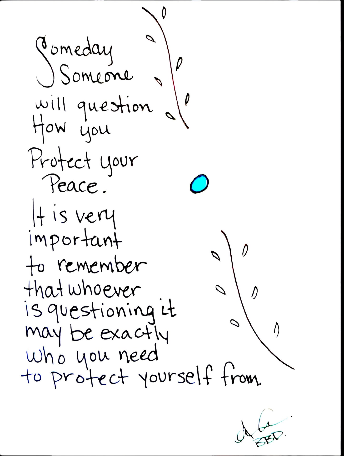 Protect Your Peace - SLIM Sea Glass Art,  5x7 Whitewash Framed