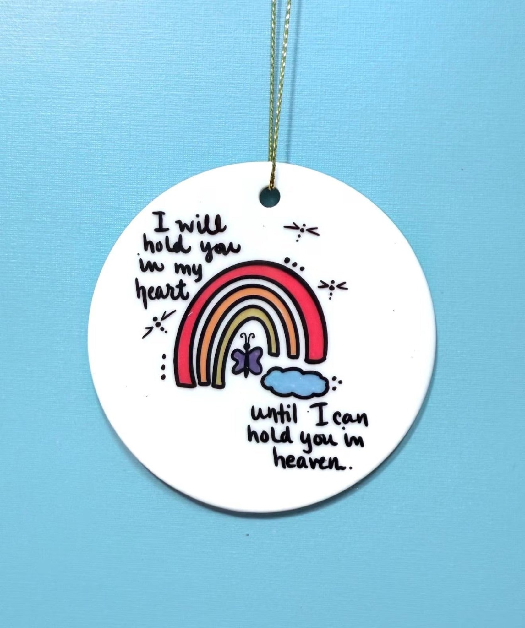 rainbow hold you in heaven 3in ceramic keepsake ornament