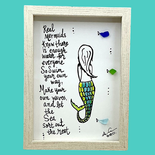 real mermaids 5x7 on teal 