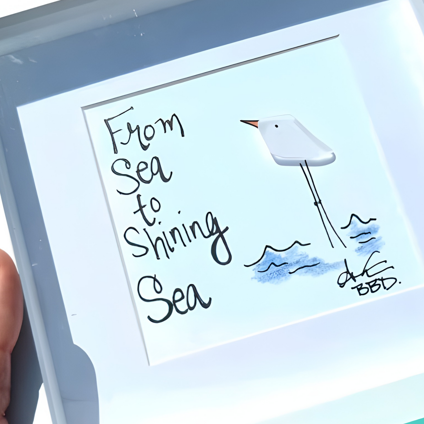 Sea to Shining Sea MINI - Sea Glass Art - 6x6 Framed