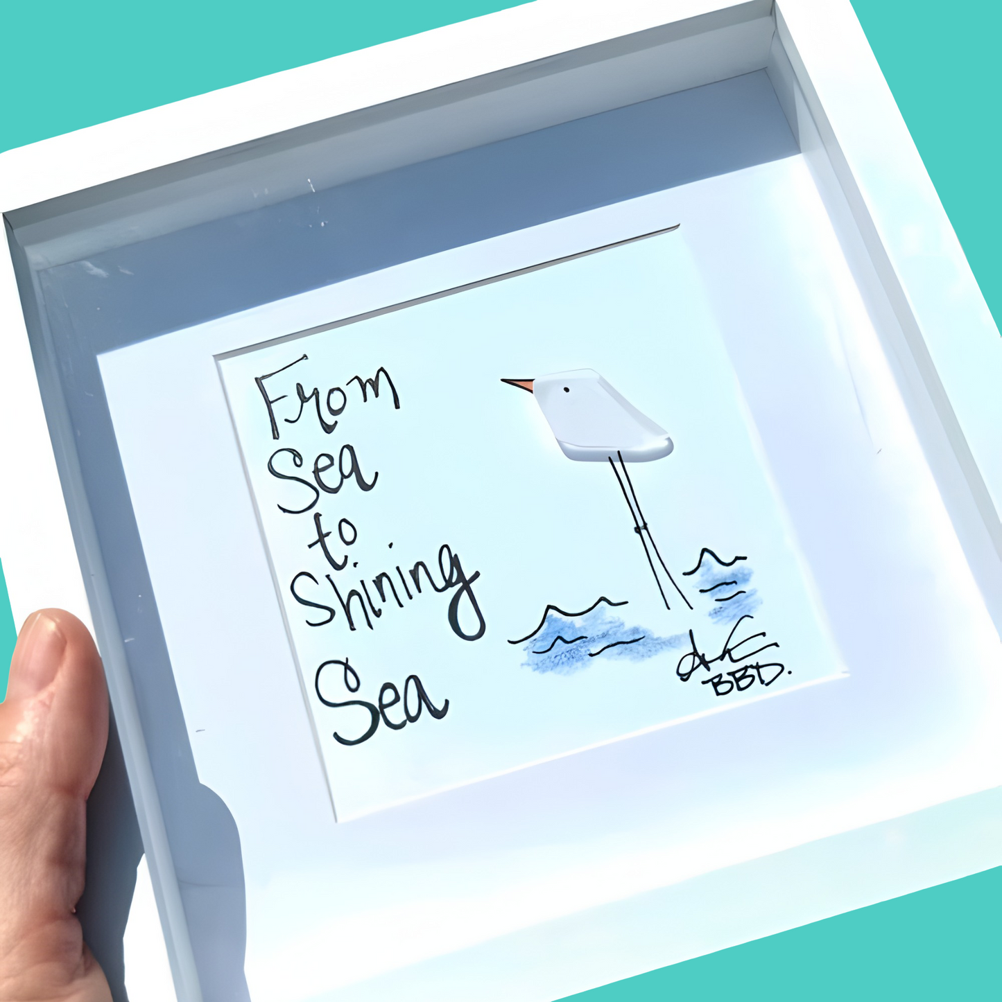 Sea to Shining Sea MINI - Sea Glass Art - 6x6 Framed