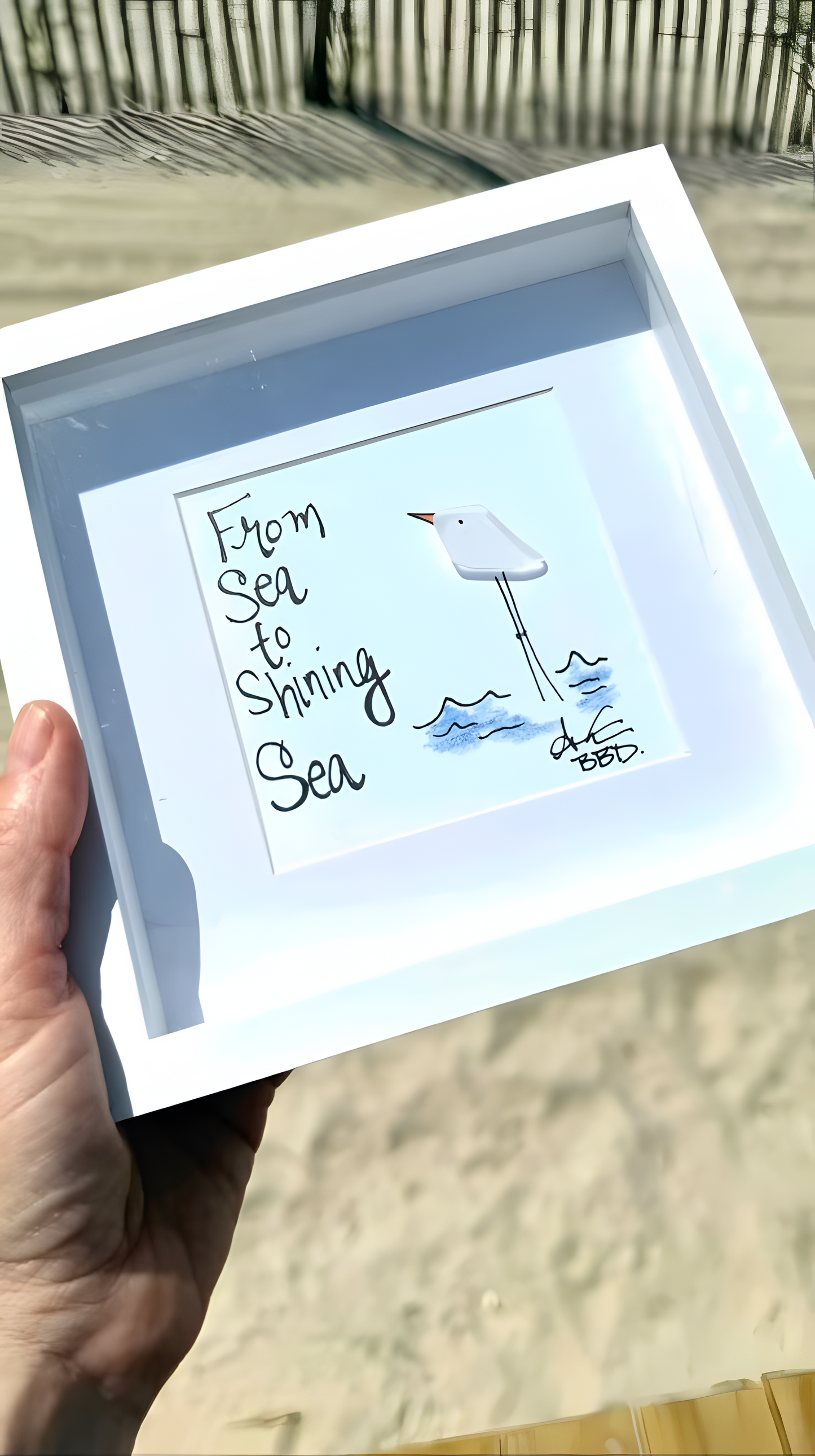 Sea to Shining Sea MINI - Sea Glass Art - 6x6 Framed