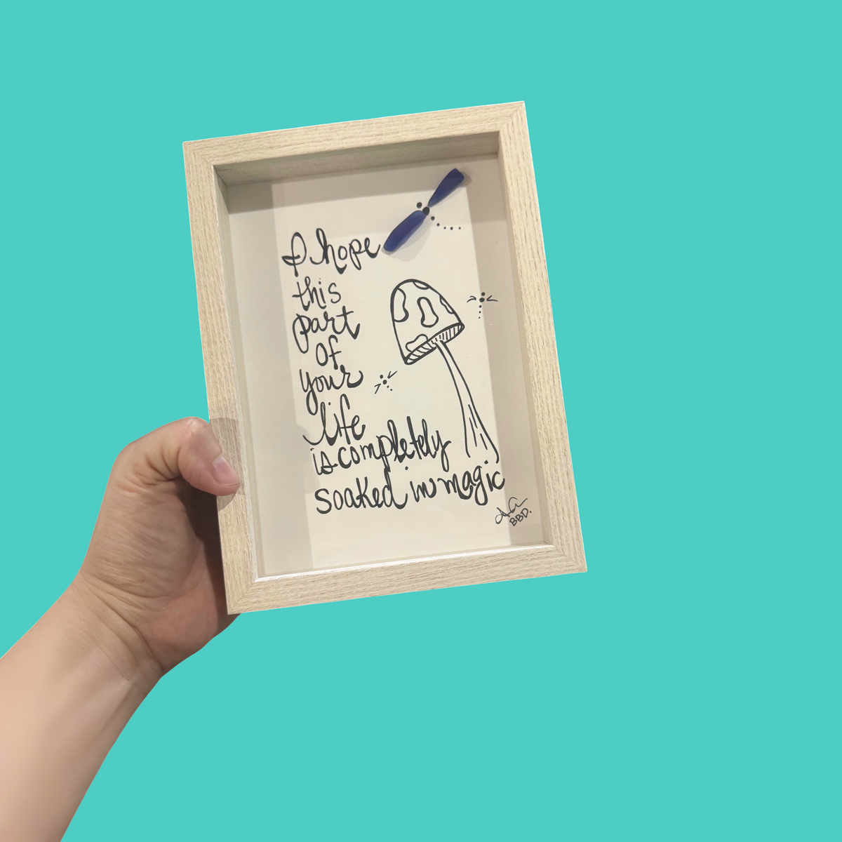 I Hope This Part of Your Life Is Completely Soaked In Magic - SLIM Sea Glass Art,  5x7 Whitewash Frame