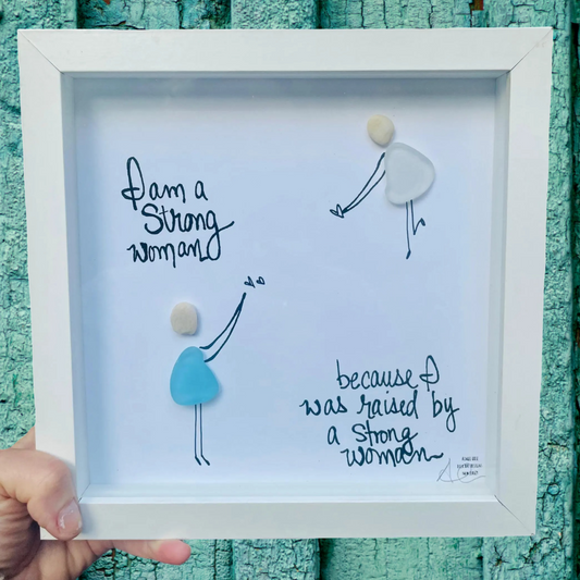 strong woman mother and daughter 8 inch original sea glass artwork by BBD