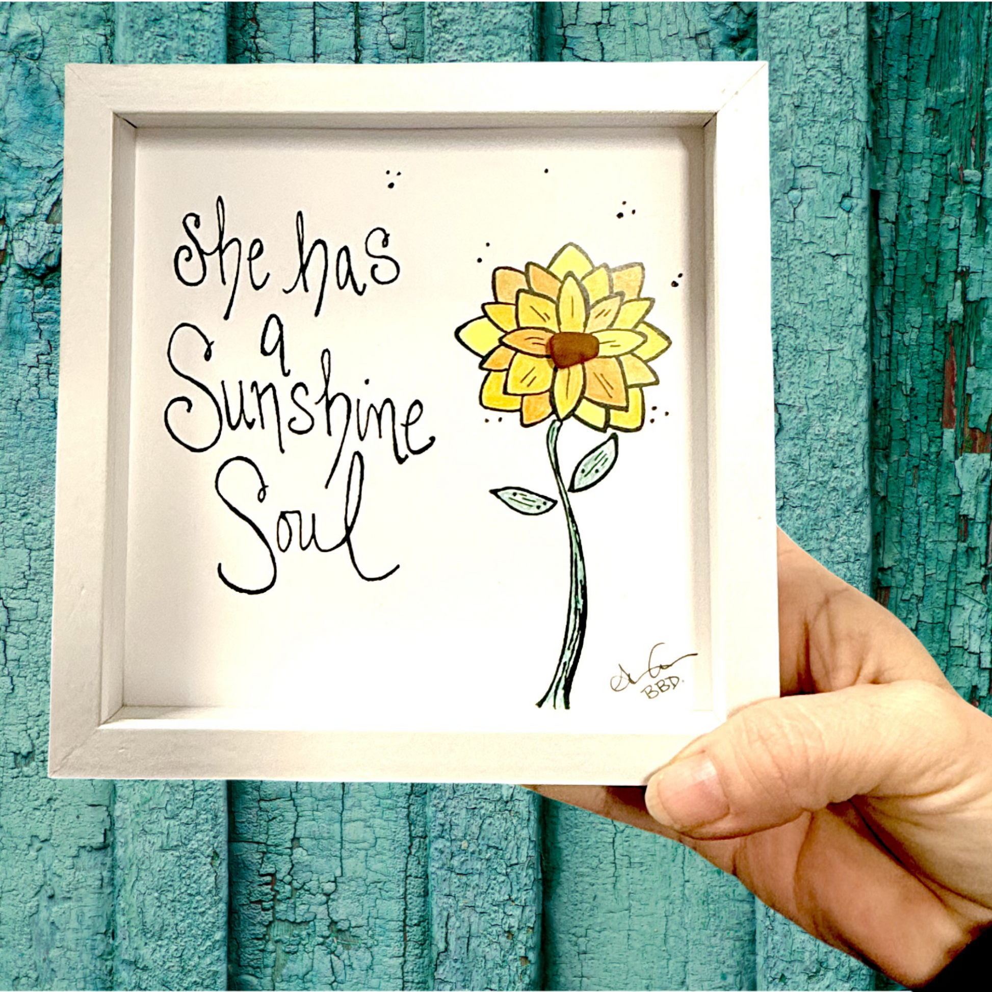 sunshine_soul_6in_yellow_flower_green_stem sea glass art larger