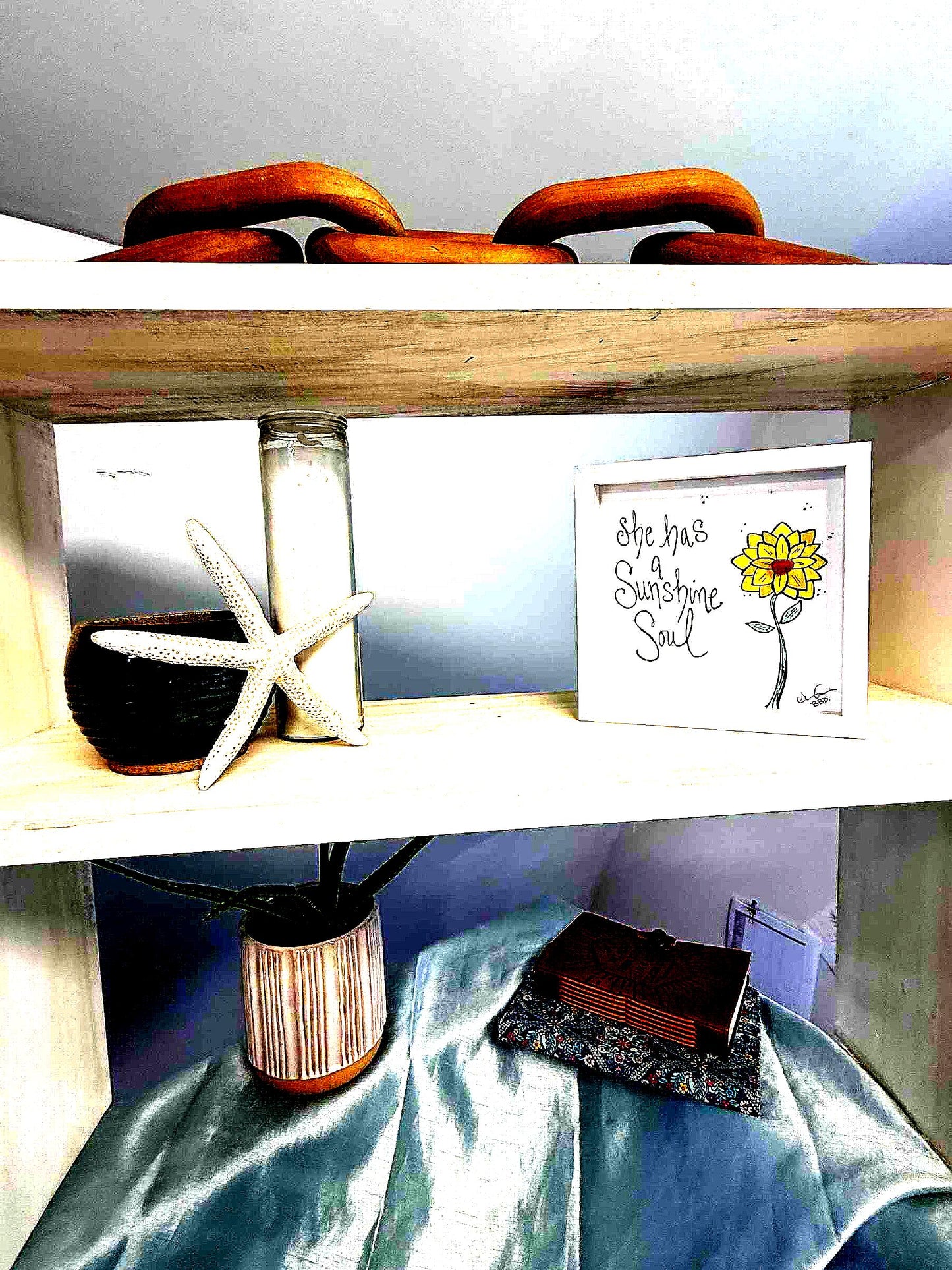 Sunshine Soul MINI (with color) - Sea Glass Art, Gift for Her, 6x6 Framed