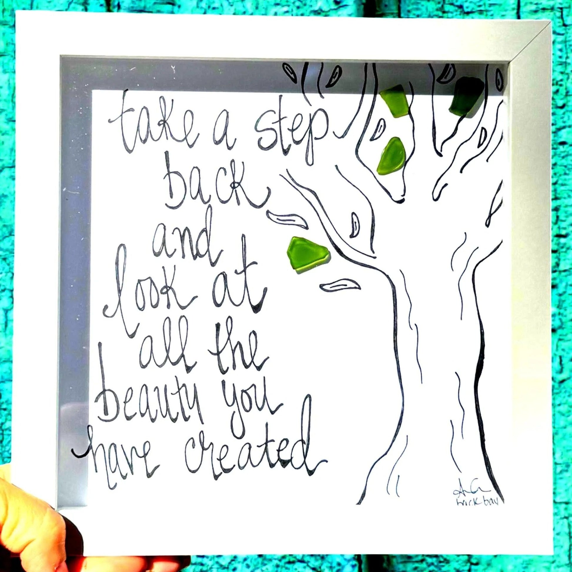 take a step back tree 8in sea glass art bright close 