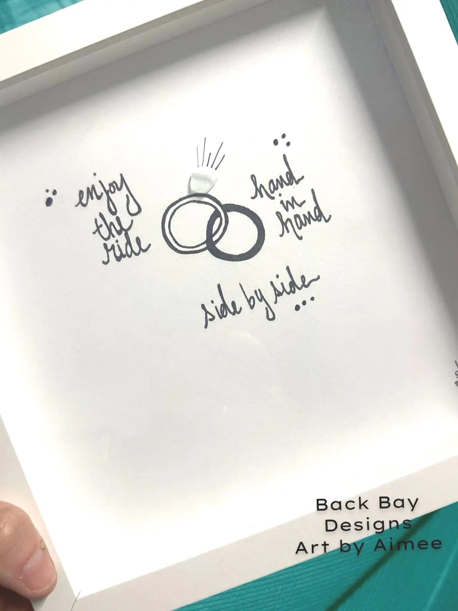 wedding Rings enjoy the ride 8 inch sea glass art by BBD