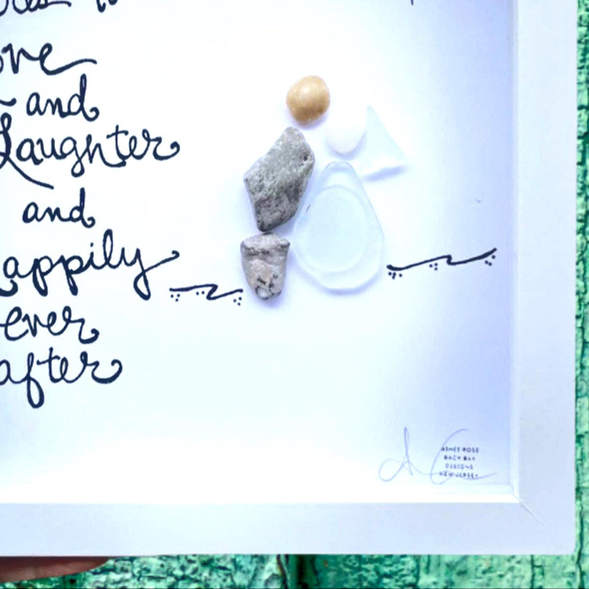Wedding Laughter Happily Ever After (Custom Optional) - Sea Glass Art, 8x8 framed
