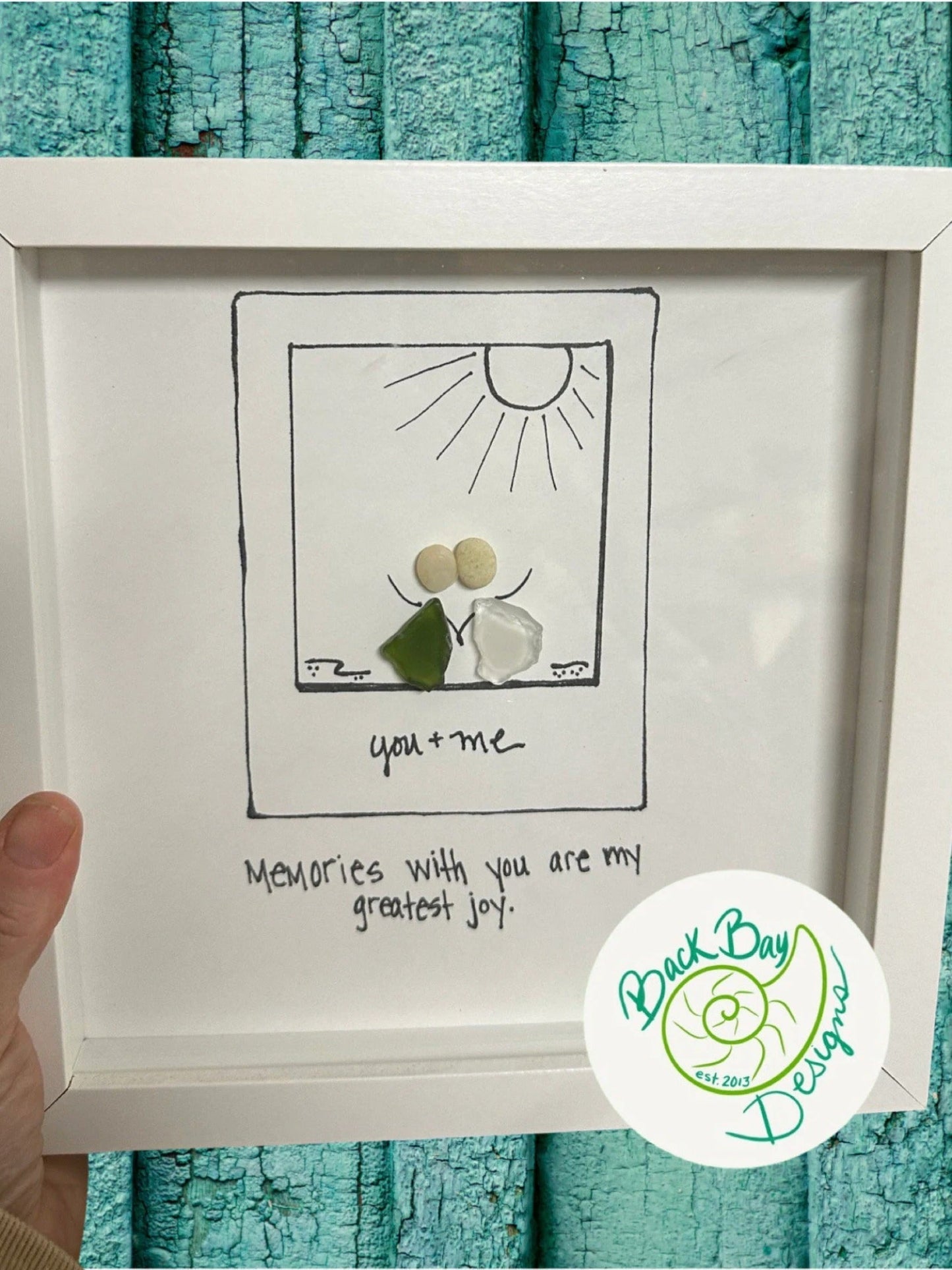 you and me polaroid 8 inch sea glass art memories with you are my greatest joy 