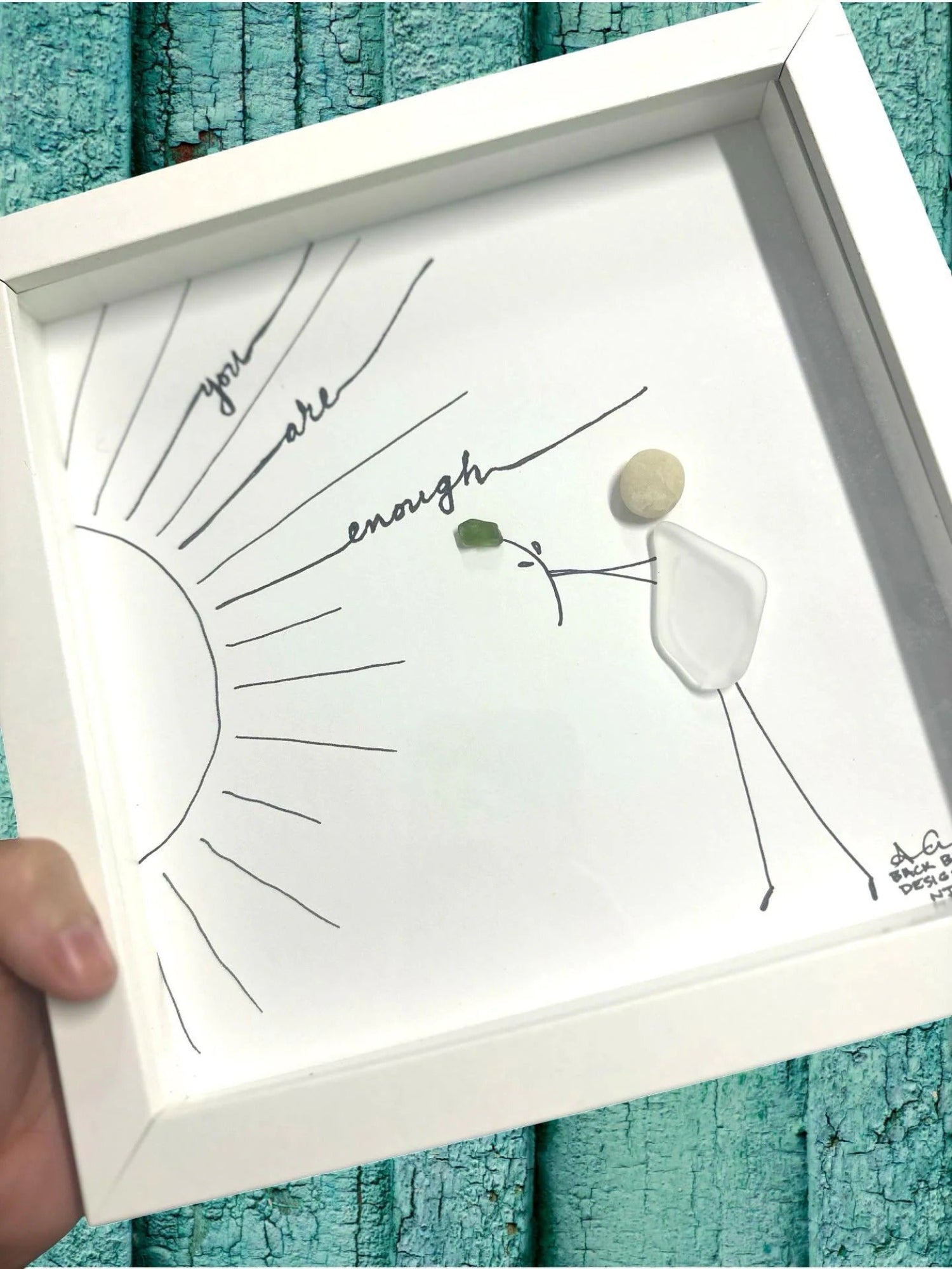 you are enough 8 in sea glass art 