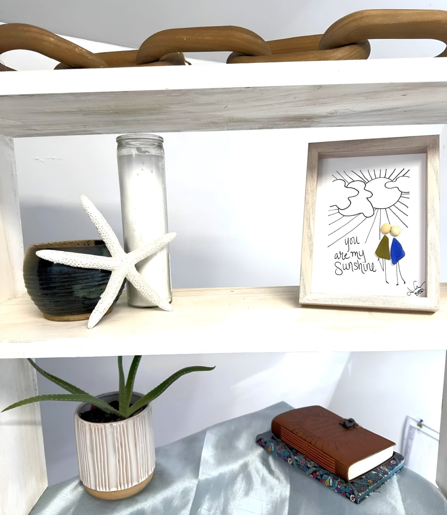 you are my sunshine 5x7 whitewash 3 tier shelf bright 