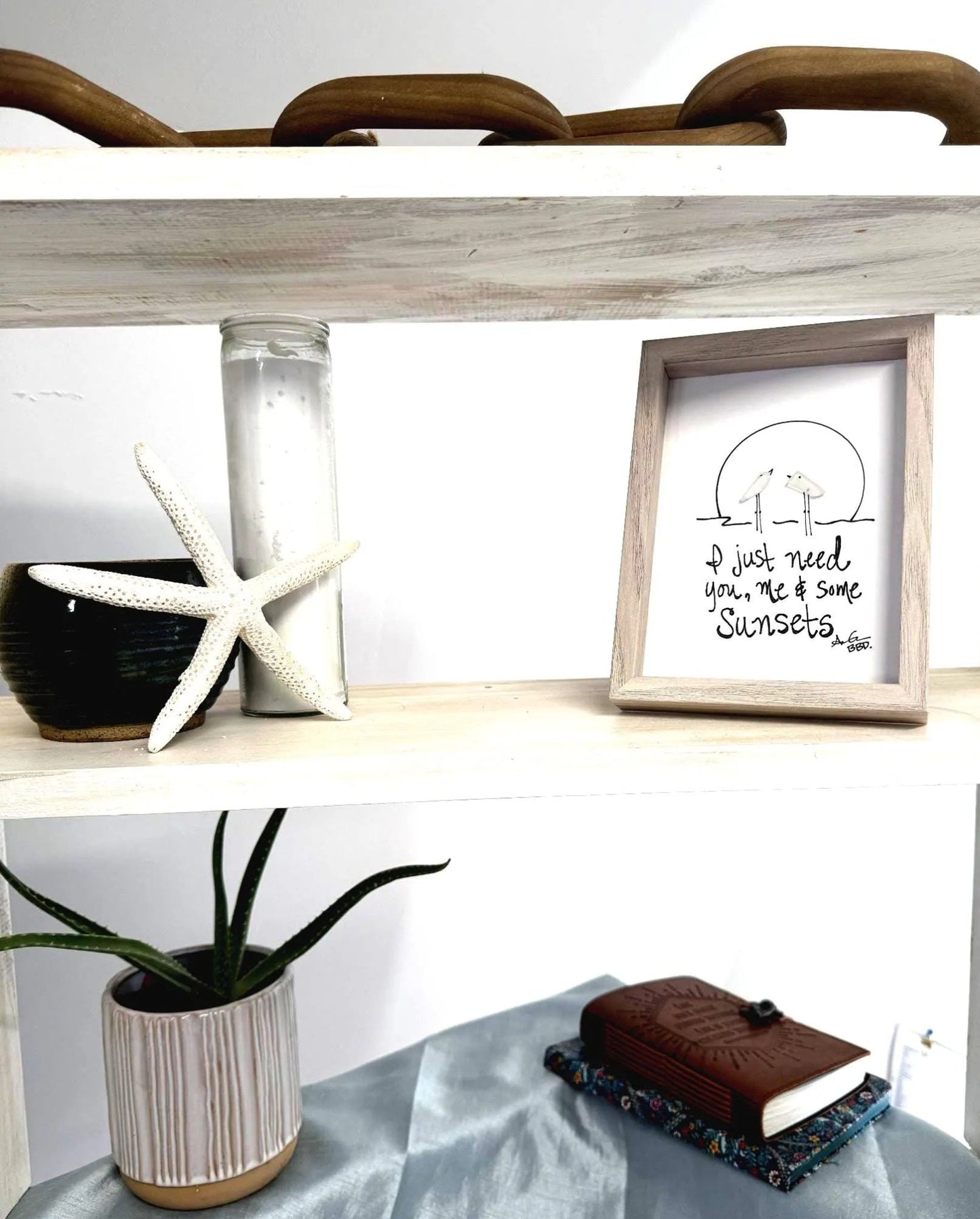 you me and sunsets 5x7 whitewash 3 tier shelf bright 
