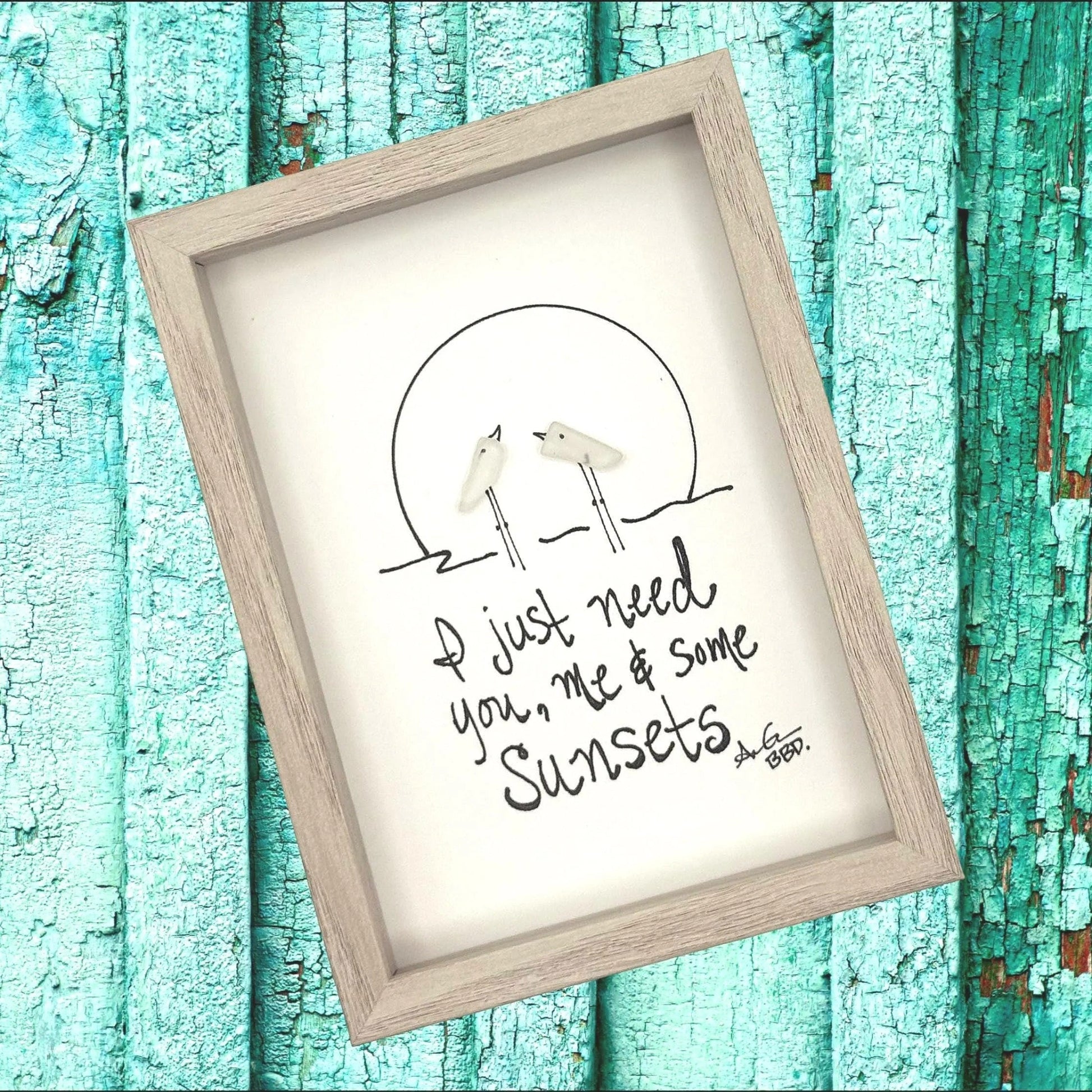you me and sunsets 5x7 whitewash bright.