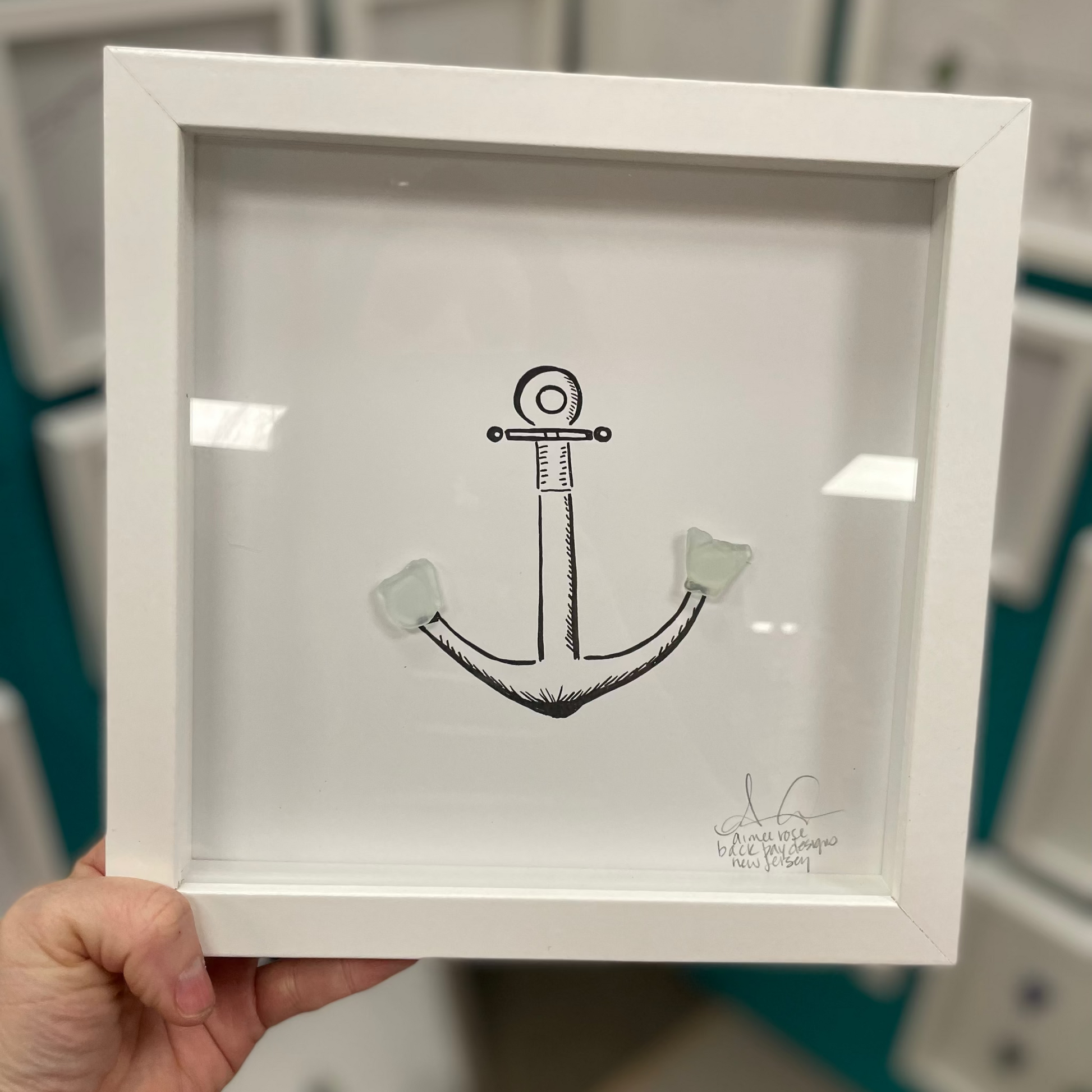 anchor white sea glass points 