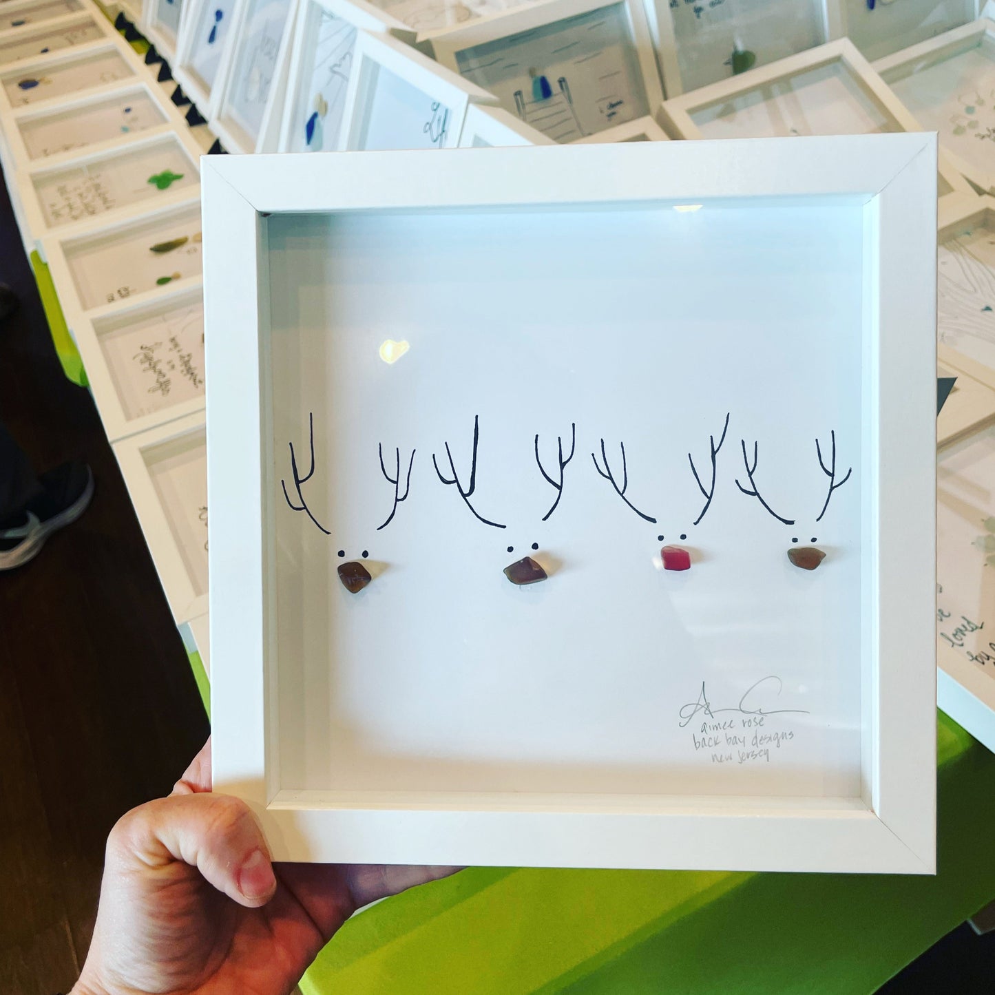 rudolf 8 inch sea glass art 